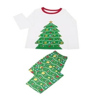 allshope Божиќ Семејство Пижами Појавување Сет Елка Печати Долги Ракави Блузи И Зелени Панталони Облека За Спиење
